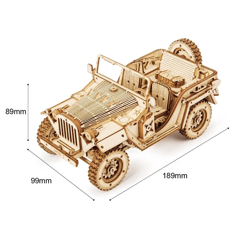 1:18 Scale Wooden Army Jeep Model Kit – DIY Puzzle