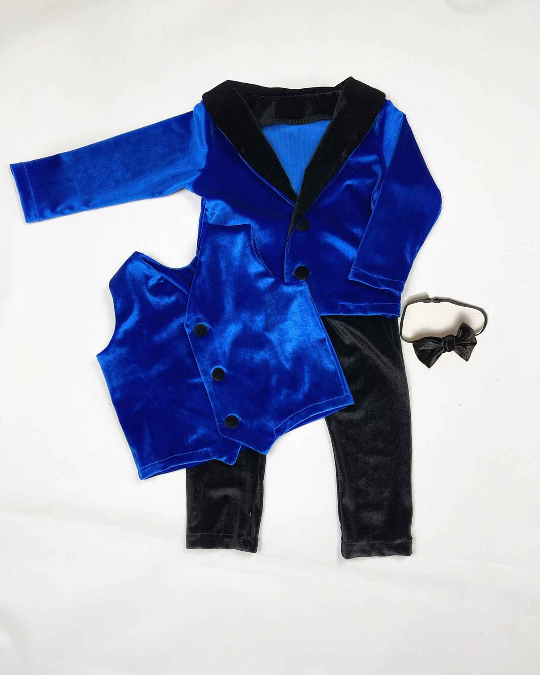 Baby Boy Velvet Tuxedo with Royal Blue Jacket