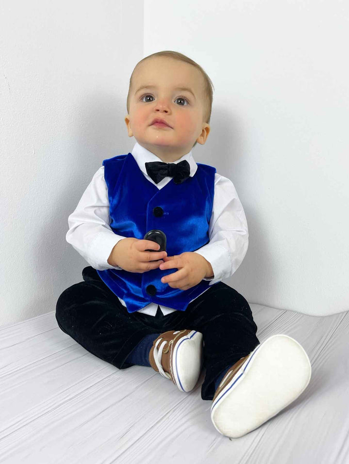 Baby Boy Velvet Tuxedo with Royal Blue Jacket