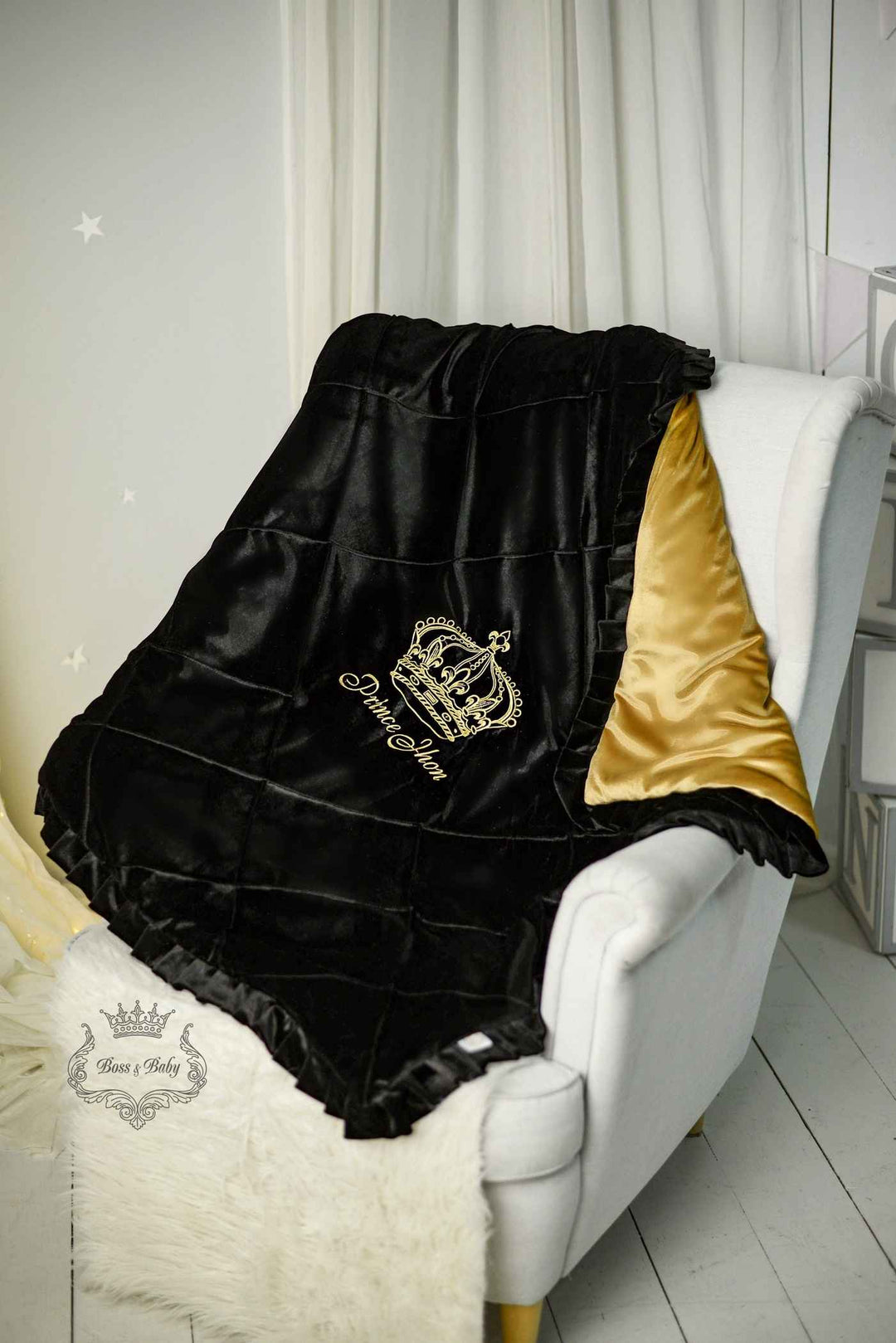Black and Gold Baby Crib Bumpers – Luxury King Theme
