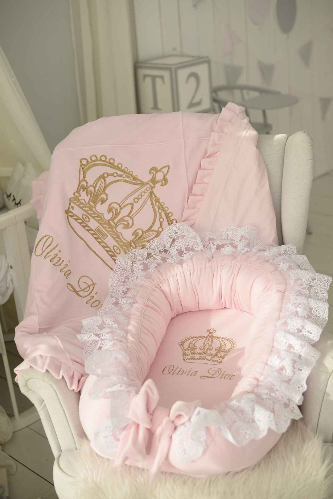 Crown Princess Baby Girl Crib Bedding Set with Canopy