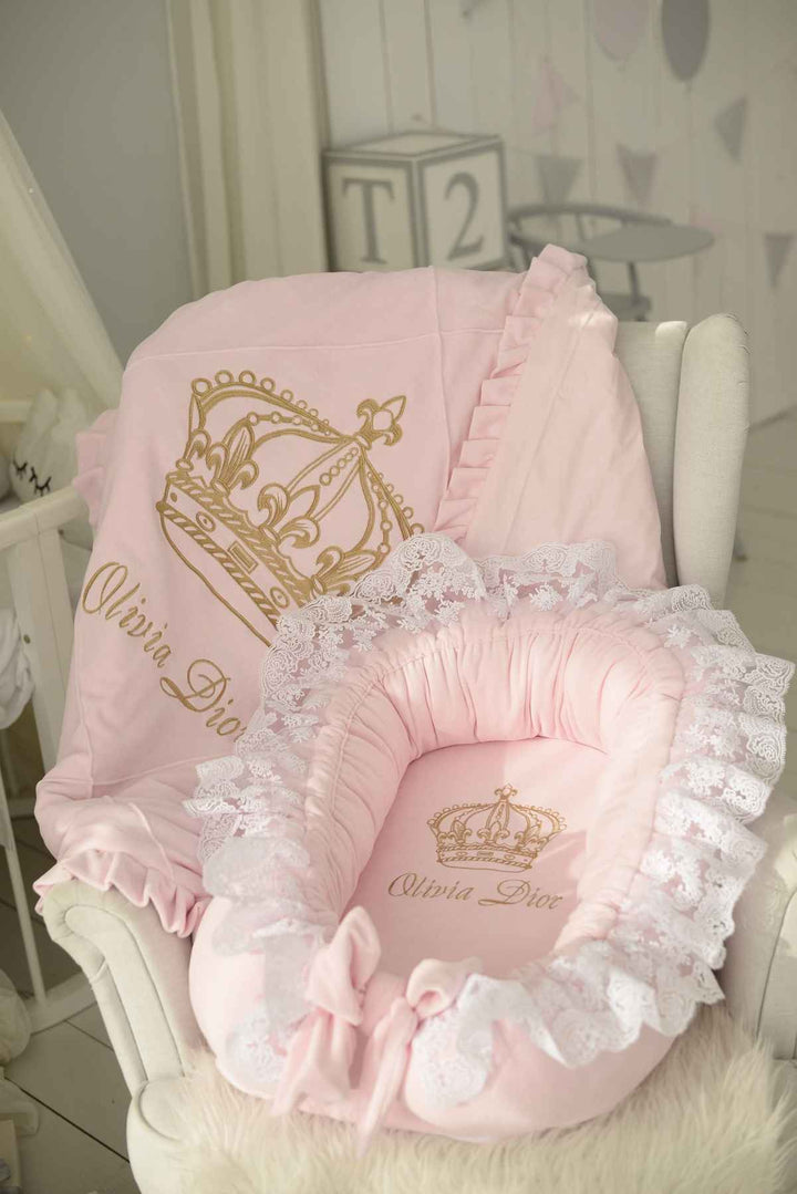 Crown Princess Baby Girl Crib Bedding Set with Canopy