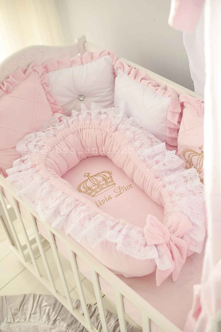 Crown Princess Baby Girl Crib Bedding Set with Canopy
