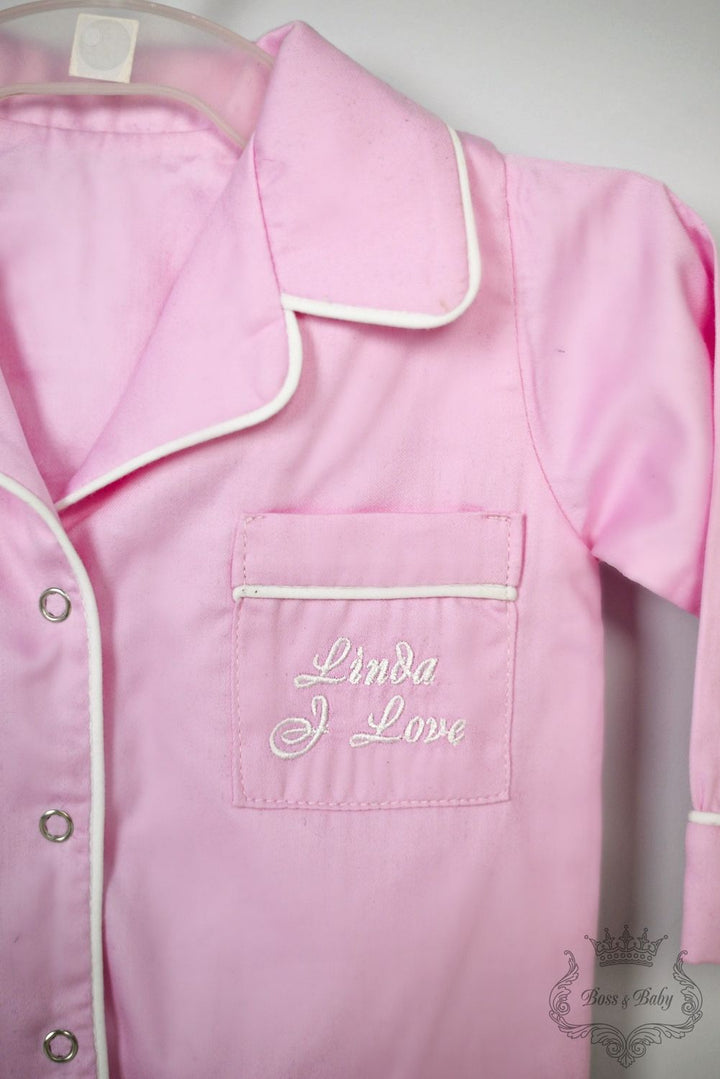 Custom Pink Kids Pajamas – Personalized Cotton Lounge Set
