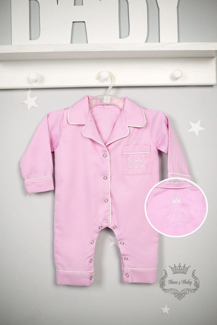 Custom Pink Kids Pajamas – Personalized Cotton Lounge Set