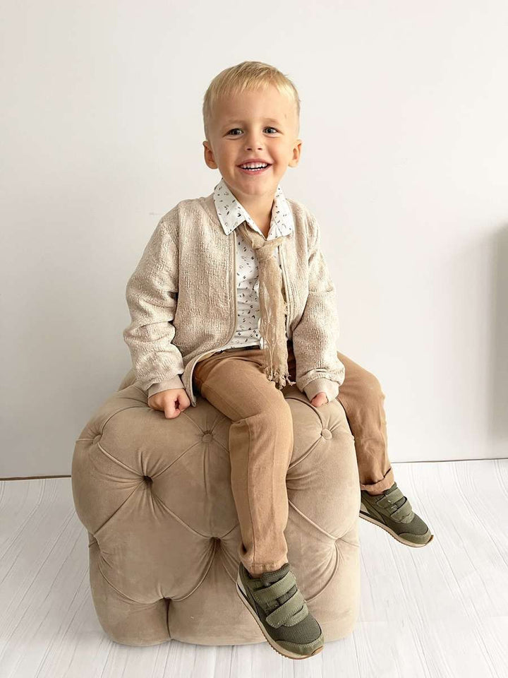 Elegant Boys Formal Suit – Handmade Beige Toddler Outfit