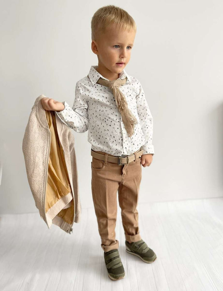 Elegant Boys Formal Suit – Handmade Beige Toddler Outfit