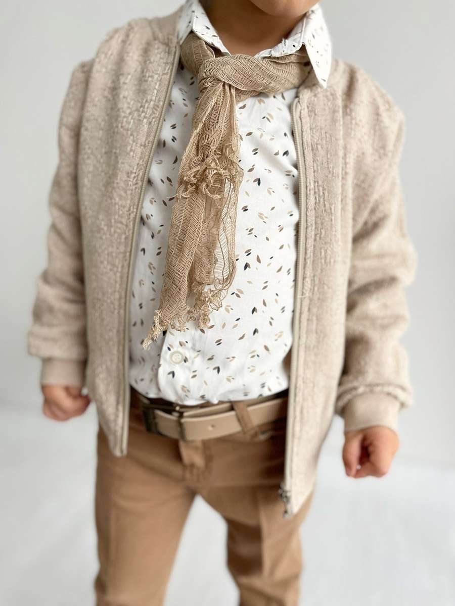 Elegant Boys Formal Suit – Handmade Beige Toddler Outfit