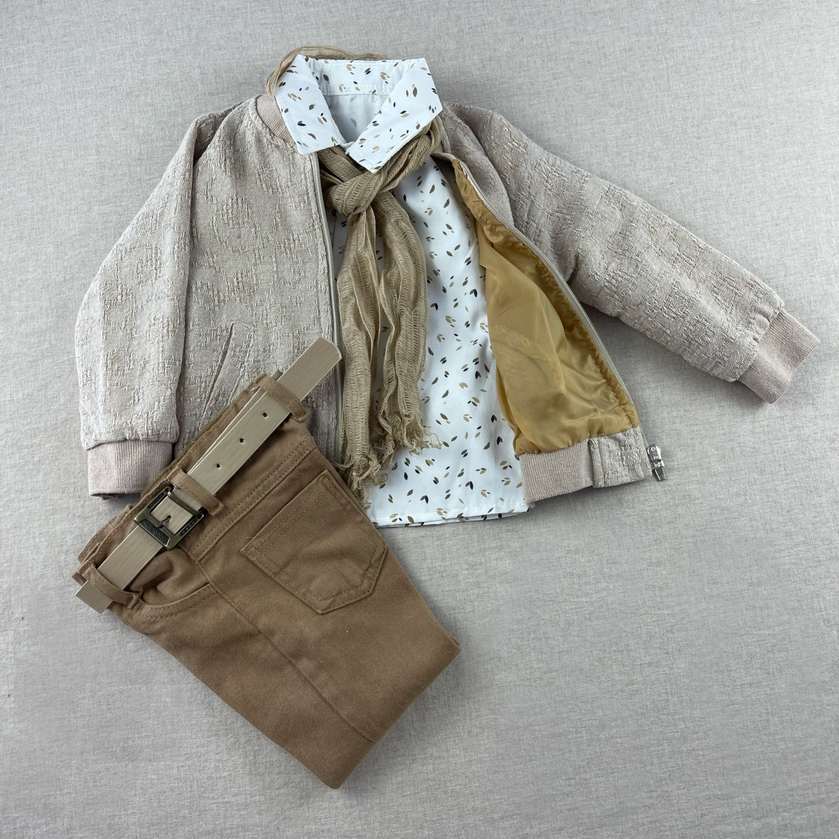 Elegant Boys Formal Suit – Handmade Beige Toddler Outfit