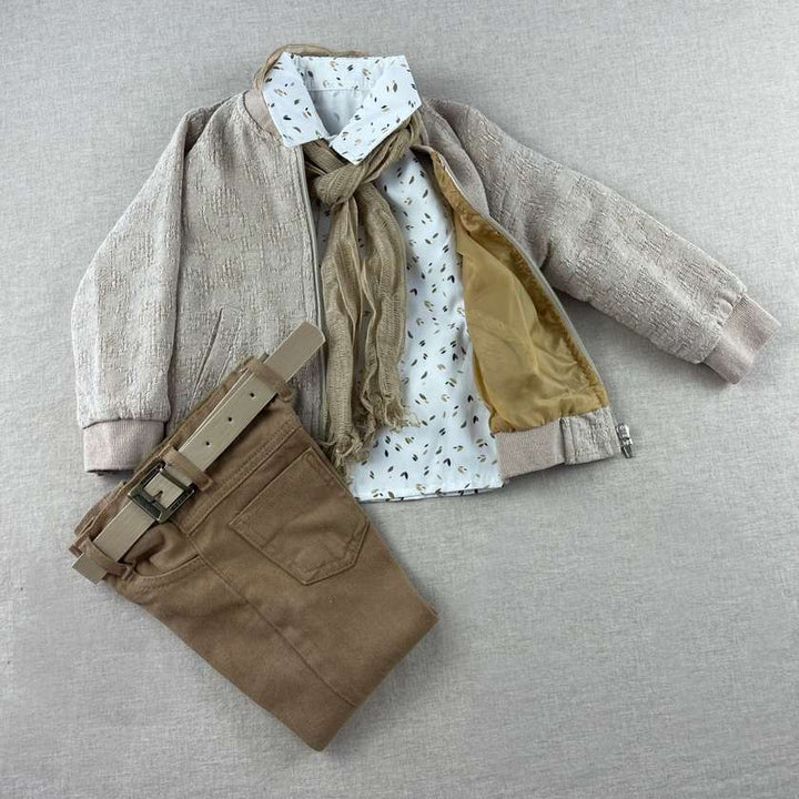 Elegant Boys Formal Suit – Handmade Beige Toddler Outfit