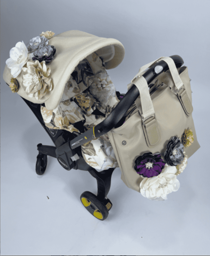 Floral 3D Flower Car Seat Canopy Set – Baby Girl Cover & Shower Gift