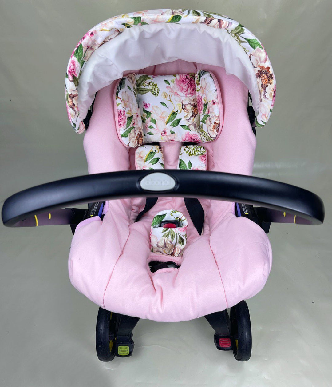 Floral Pink Baby Car Seat Cover Set – Canopy & Insert 1
