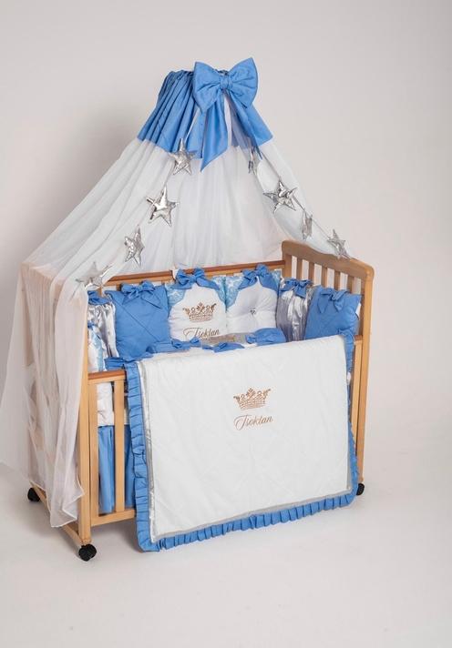 Luxury Blue & White Baby Boy Crib Bedding Set