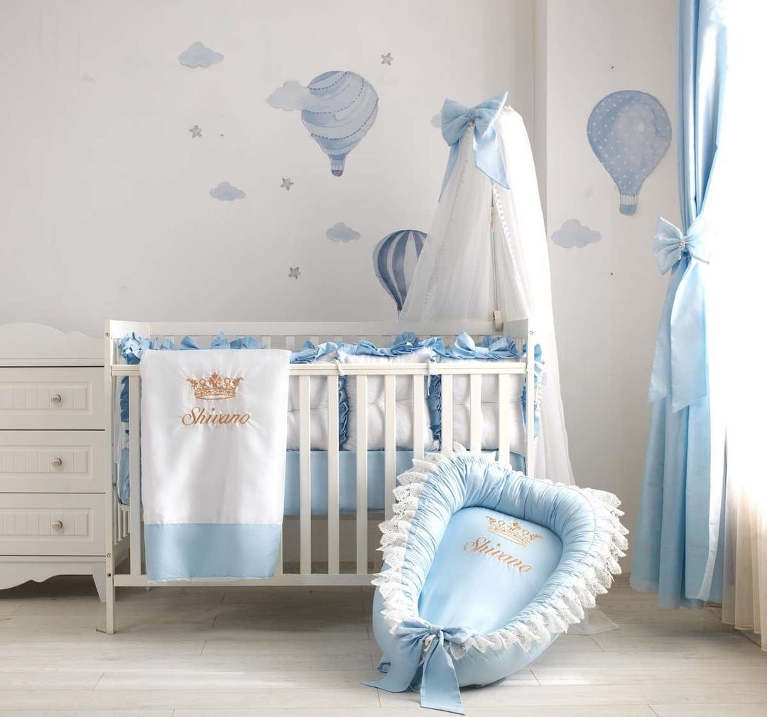 Personalized Light Blue Baby Boy Crib Bedding Set