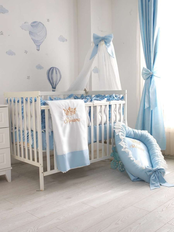 Personalized Light Blue Baby Boy Crib Bedding Set