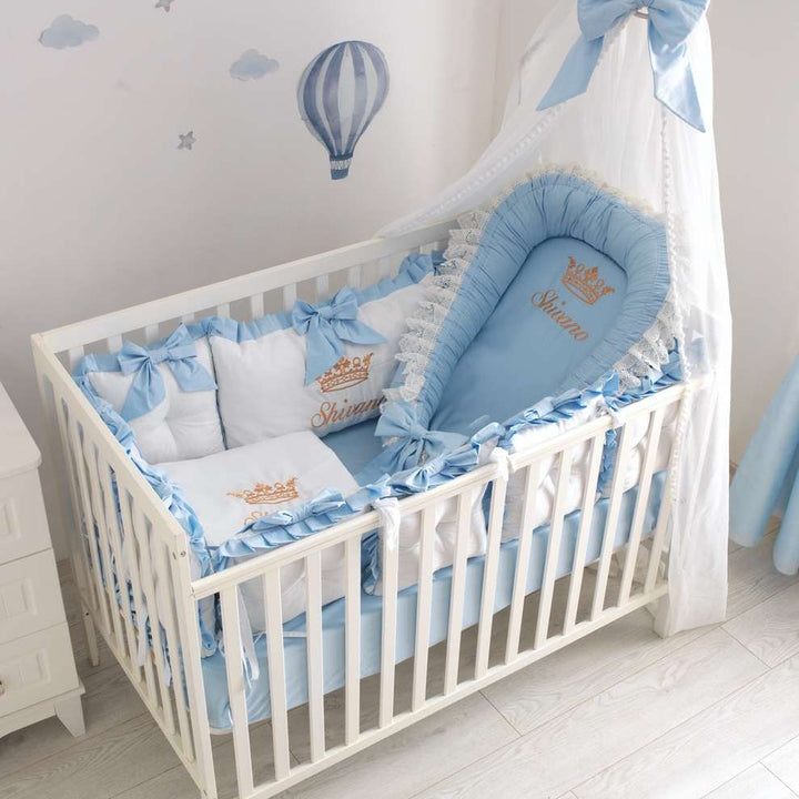 Personalized Light Blue Baby Boy Crib Bedding Set