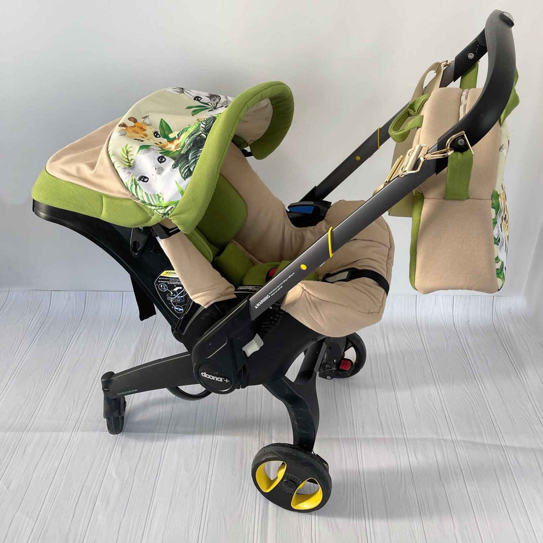 Personalized Safari Car Seat Cover Set with Diaper Bag