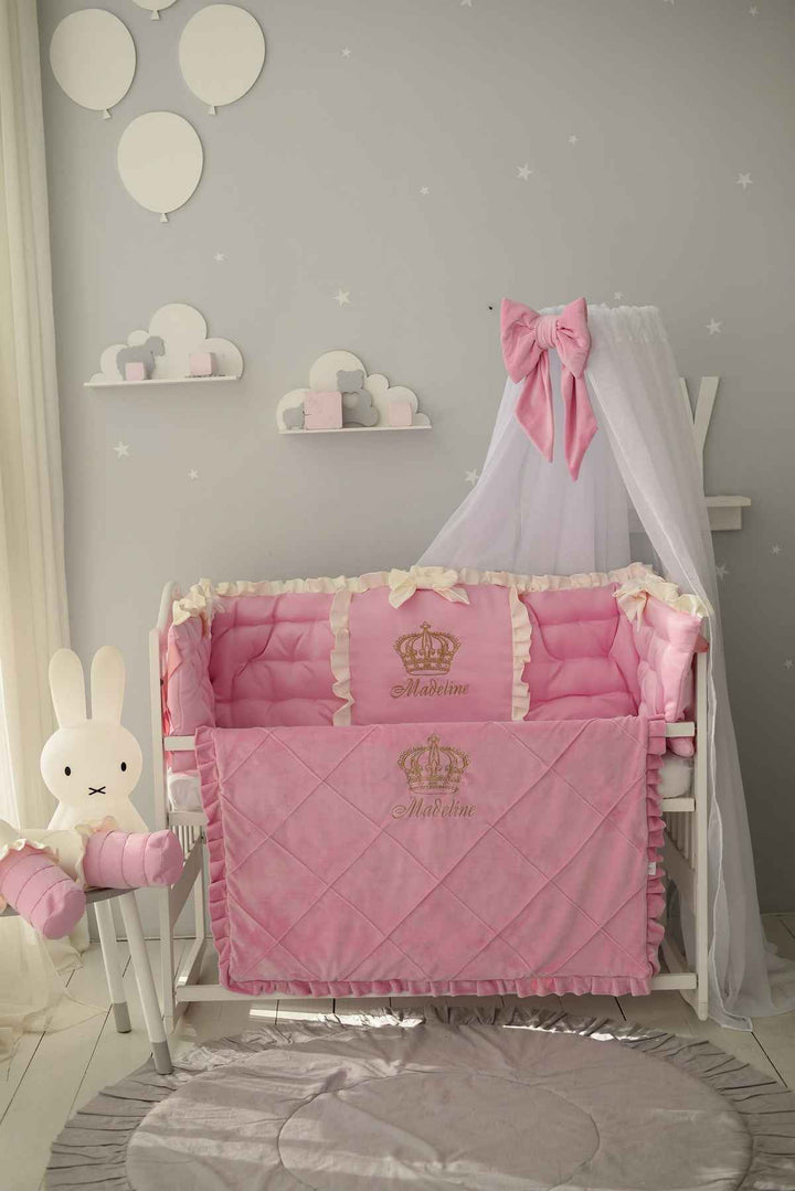 Princess Pink Baby Crib Bumper Set – Personalized Bedding