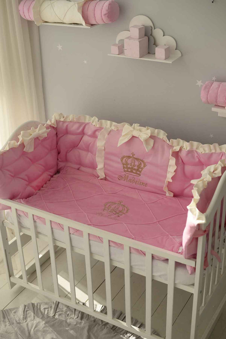 Princess Pink Baby Crib Bumper Set – Personalized Bedding