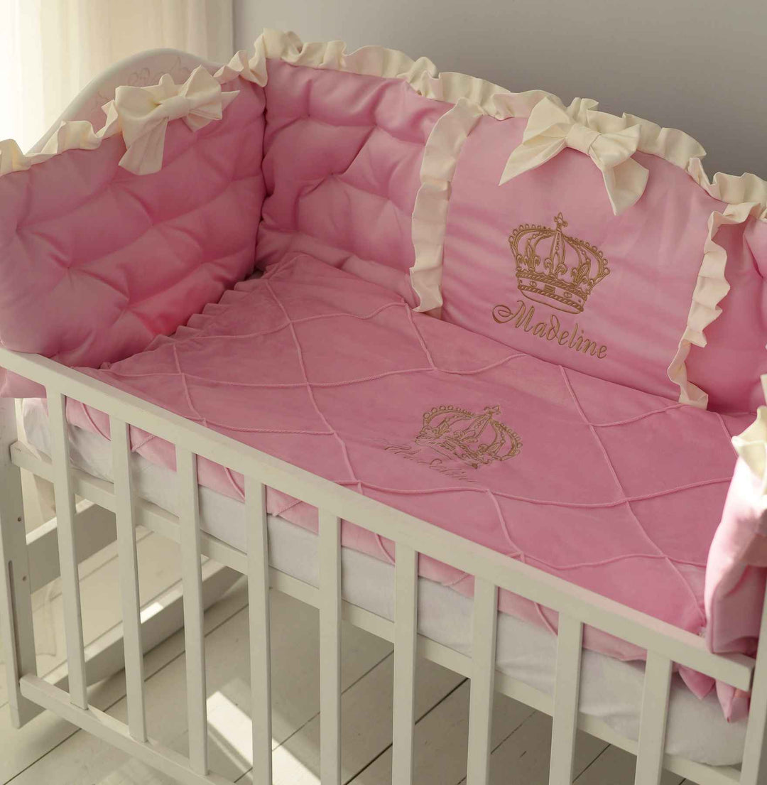 Princess Pink Baby Crib Bumper Set – Personalized Bedding