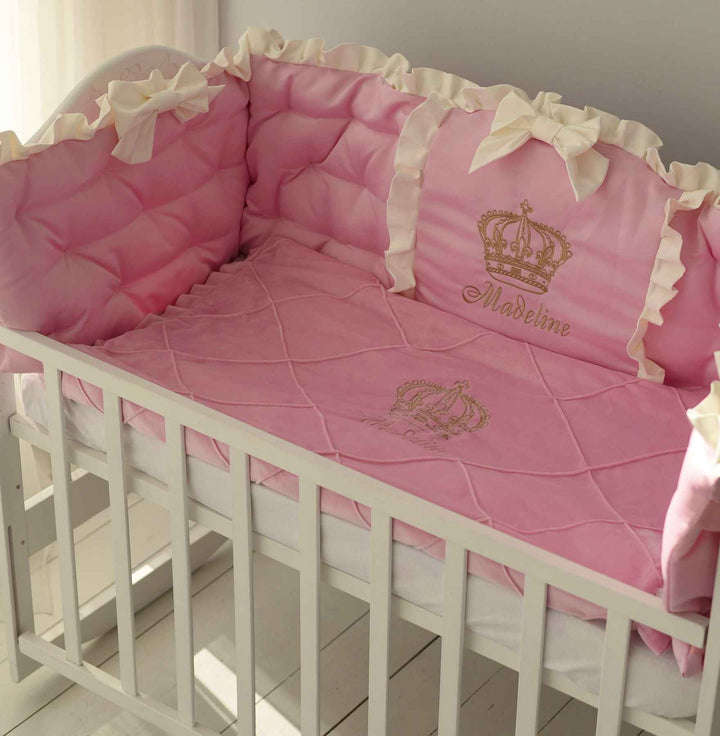 Princess Pink Baby Crib Bumper Set – Personalized Bedding