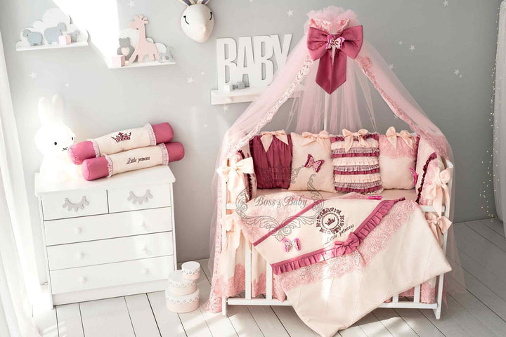 Purple Butterfly Crib Bumper Set for Baby Girls