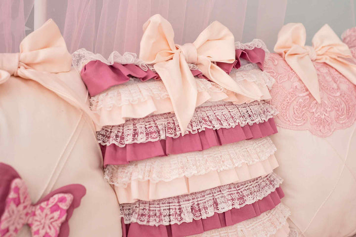 Purple Butterfly Crib Bumper Set for Baby Girls