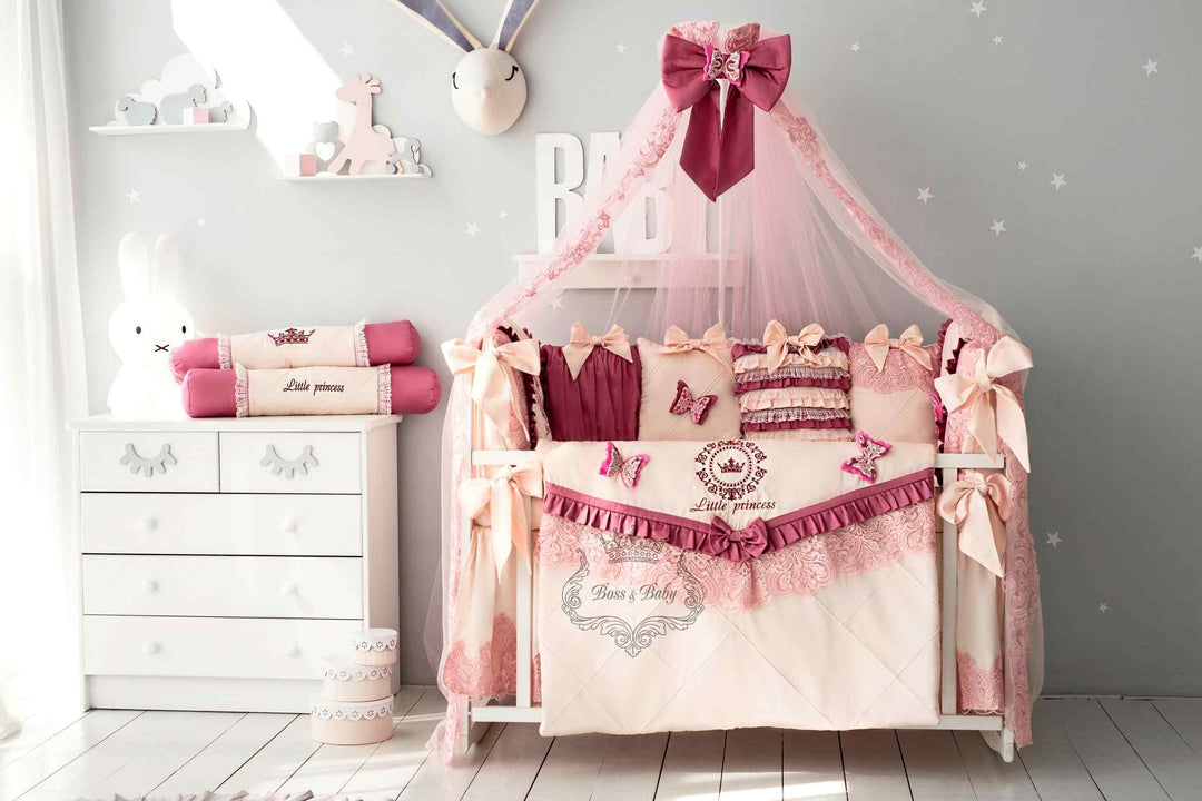 Purple Butterfly Crib Bumper Set for Baby Girls