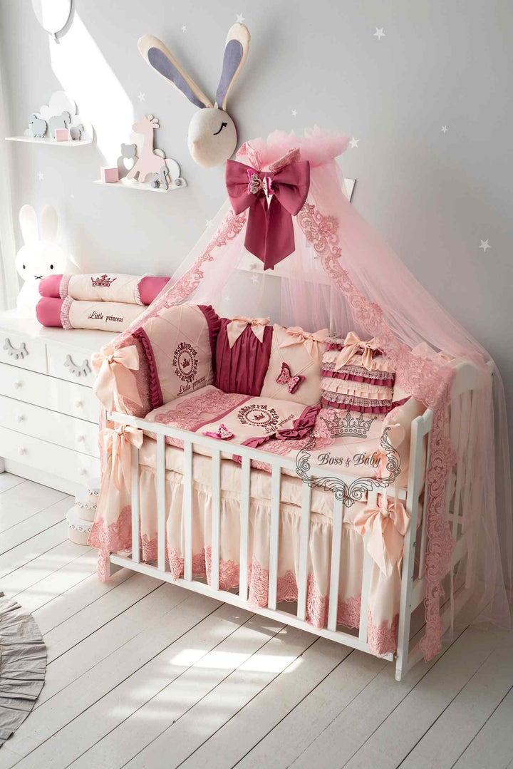 Purple Butterfly Crib Bumper Set for Baby Girls