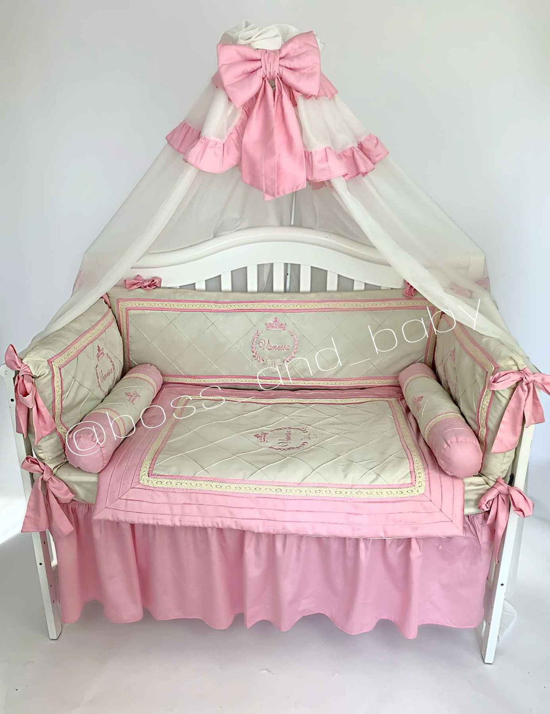 Purple Pink Baby Girl Crib Bedding Set with Canopy