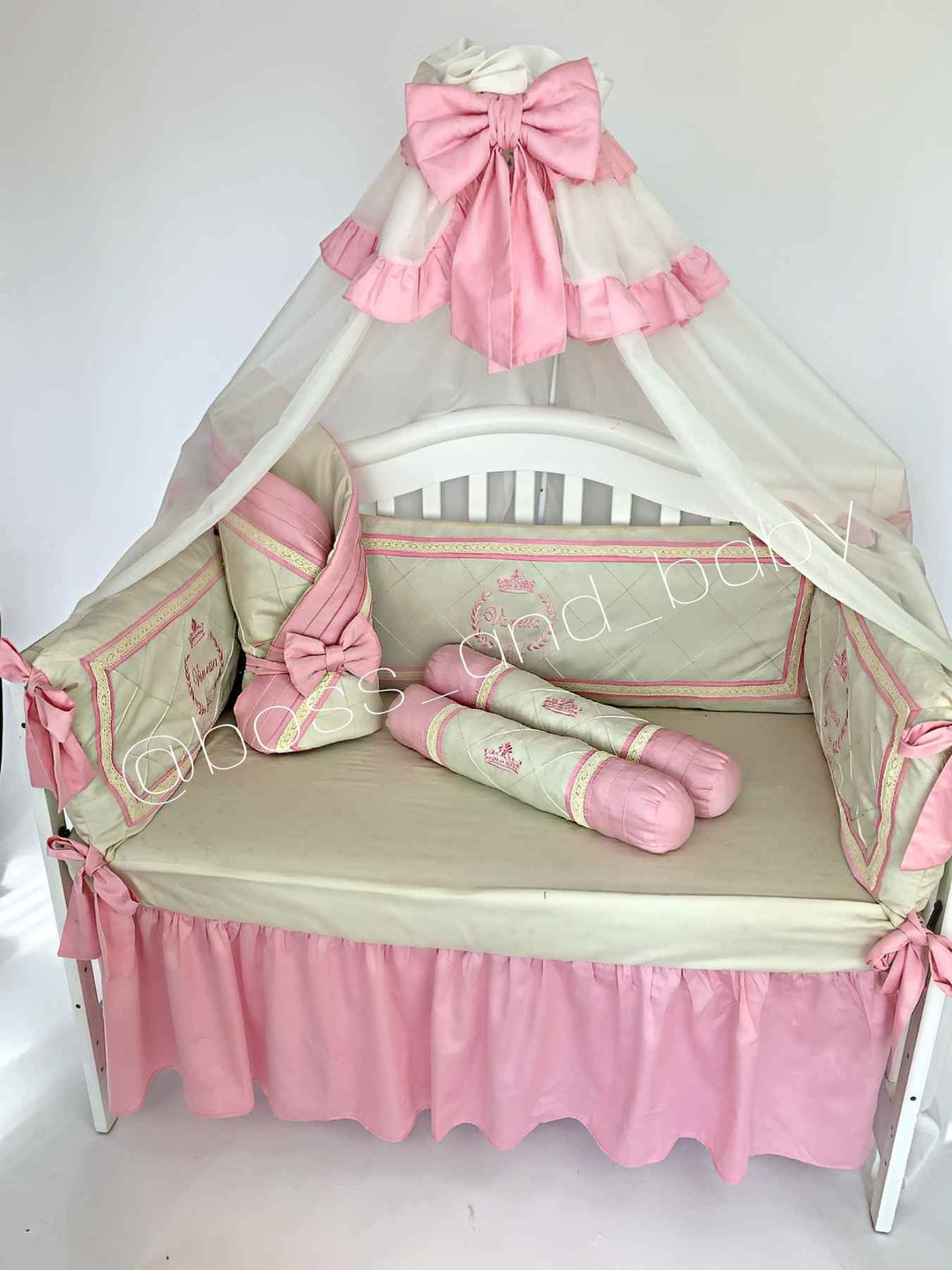 Purple Pink Baby Girl Crib Bedding Set with Canopy