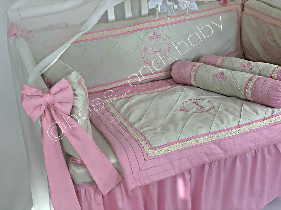 Purple Pink Baby Girl Crib Bedding Set with Canopy