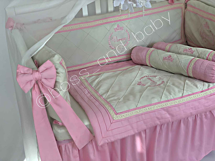 Purple Pink Baby Girl Crib Bedding Set with Canopy