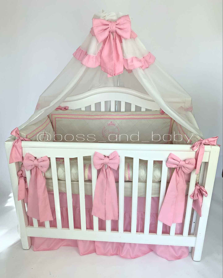Purple Pink Baby Girl Crib Bedding Set with Canopy
