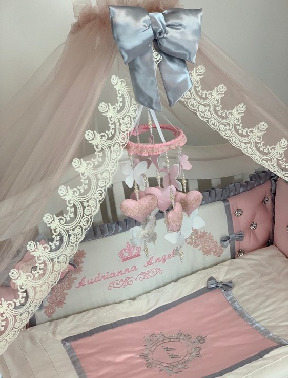 Personalized Luxury Baby Girl Crib Bedding Set – Elegant