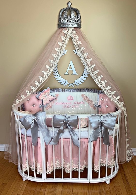 Personalized Luxury Baby Girl Crib Bedding Set – Elegant
