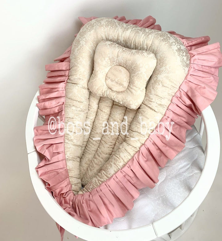 Comfortable Peach Baby Nest Lounger for Girls – Customizable Co-Sleeper