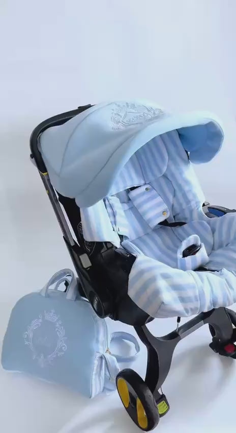 Luxury Baby Car Seat Cover Set – Light Blue with Embroidery 1