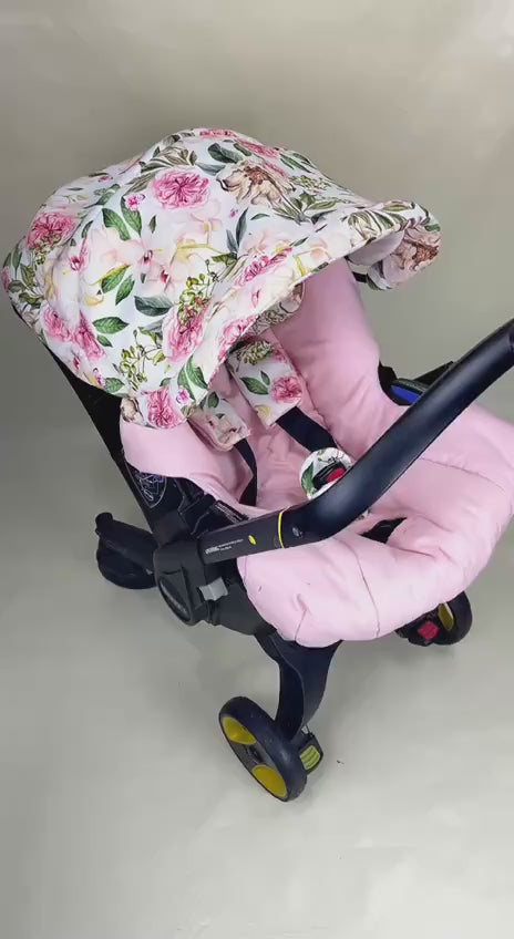 Floral Pink Baby Car Seat Cover Set – Canopy & Insert 2