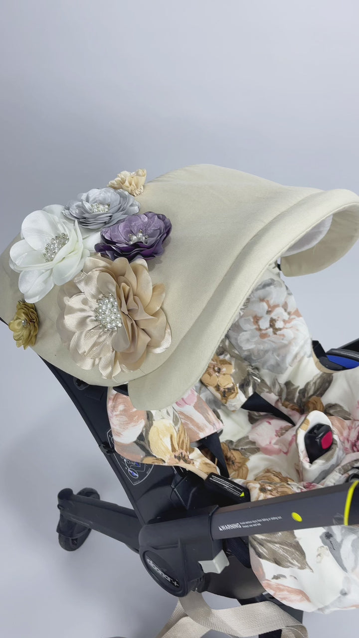Floral 3D Flower Car Seat Canopy Set – Baby Girl Cover & Shower Gift