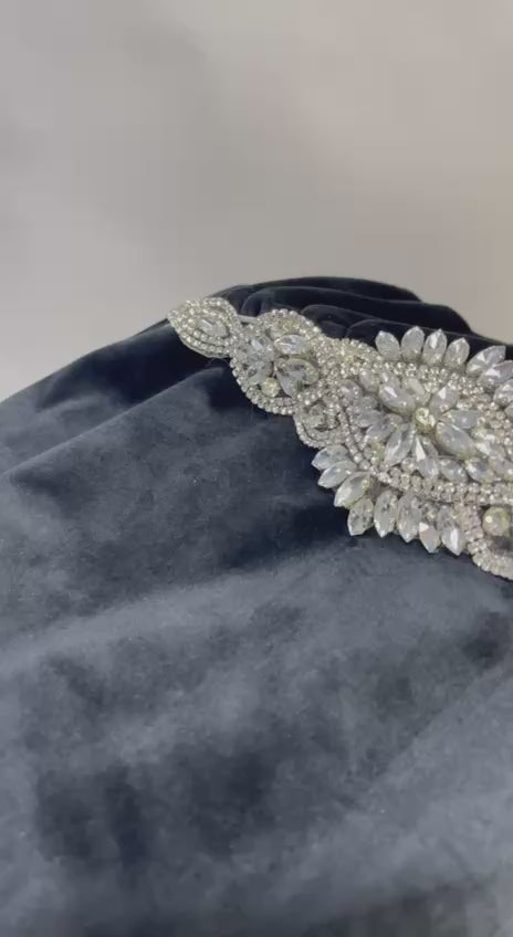 Luxury Black Velvet Baby Car Seat Cover – Lace & Rhinestone 1