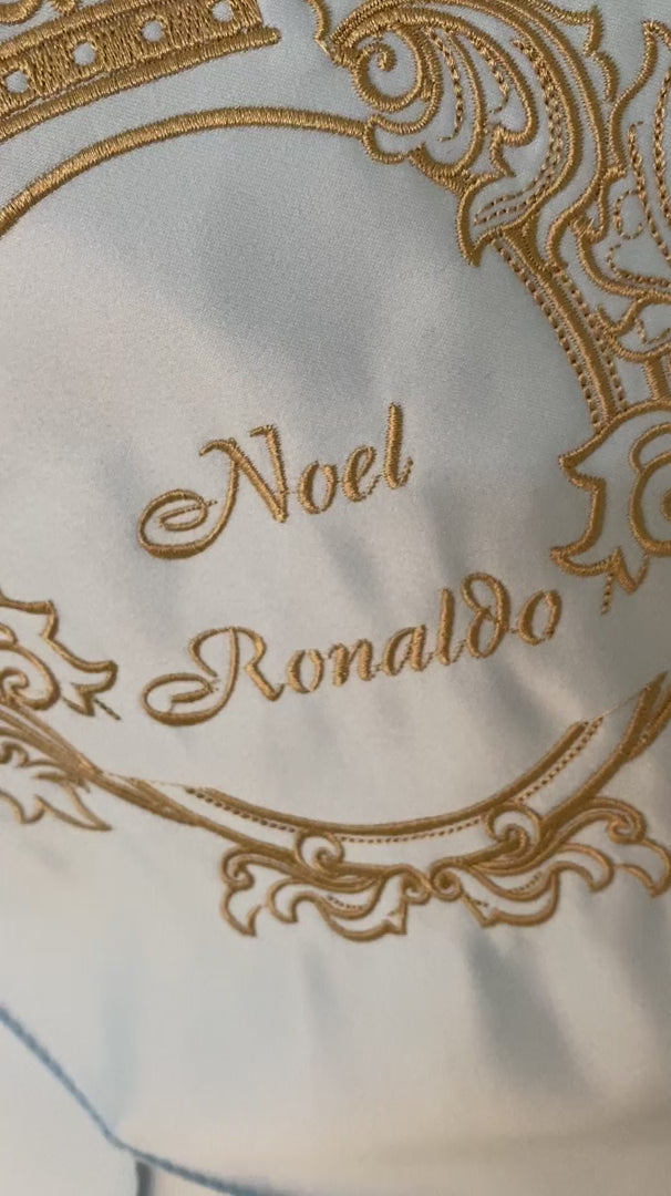 Luxury Baby Blue & Ivory Lace Bedding Set for Cribs