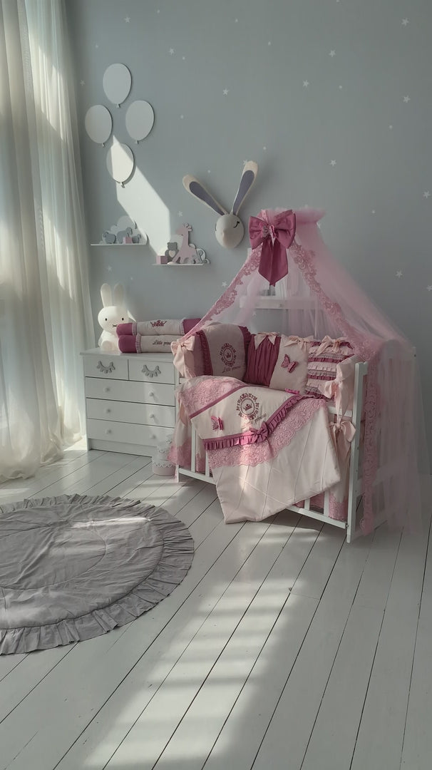 Purple Butterfly Crib Bumper Set for Baby Girls