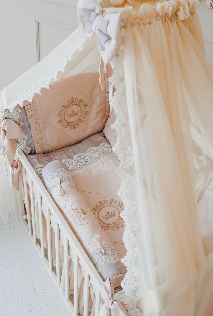 Cream Beige Crib Bedding Set – Neutral Baby Nursery Decor