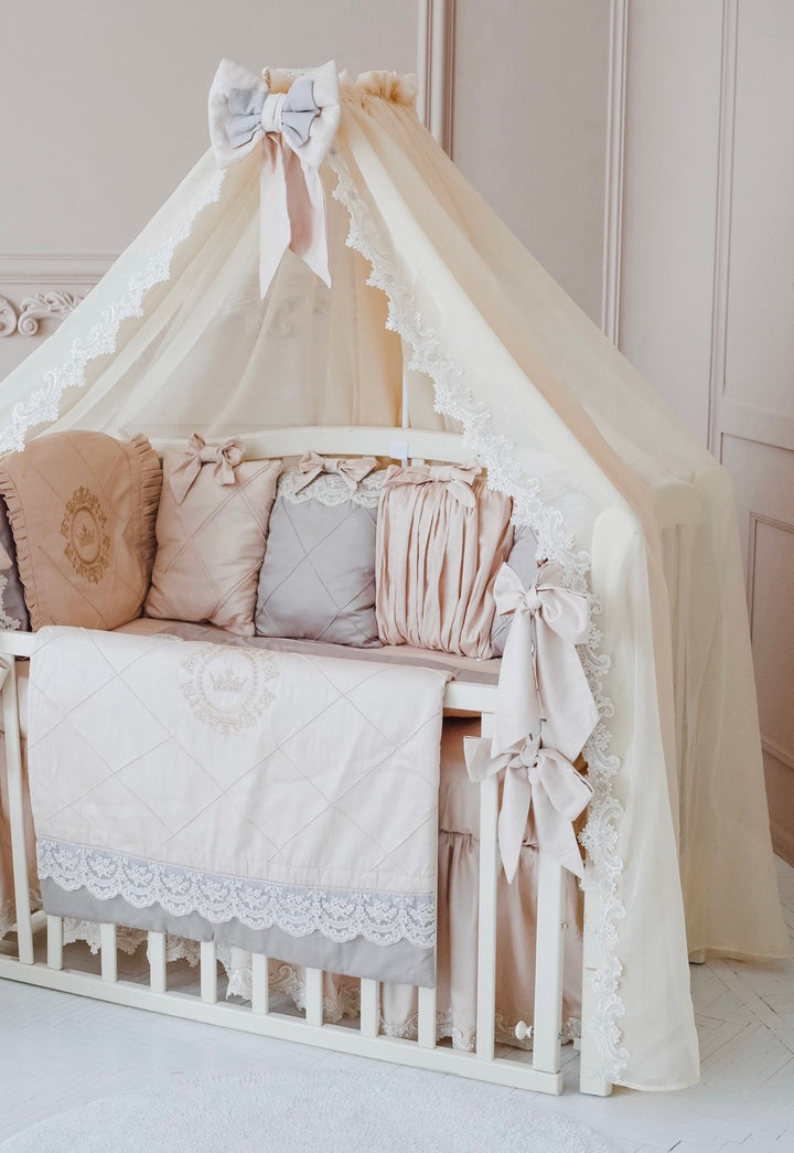 Cream Beige Crib Bedding Set – Neutral Baby Nursery Decor