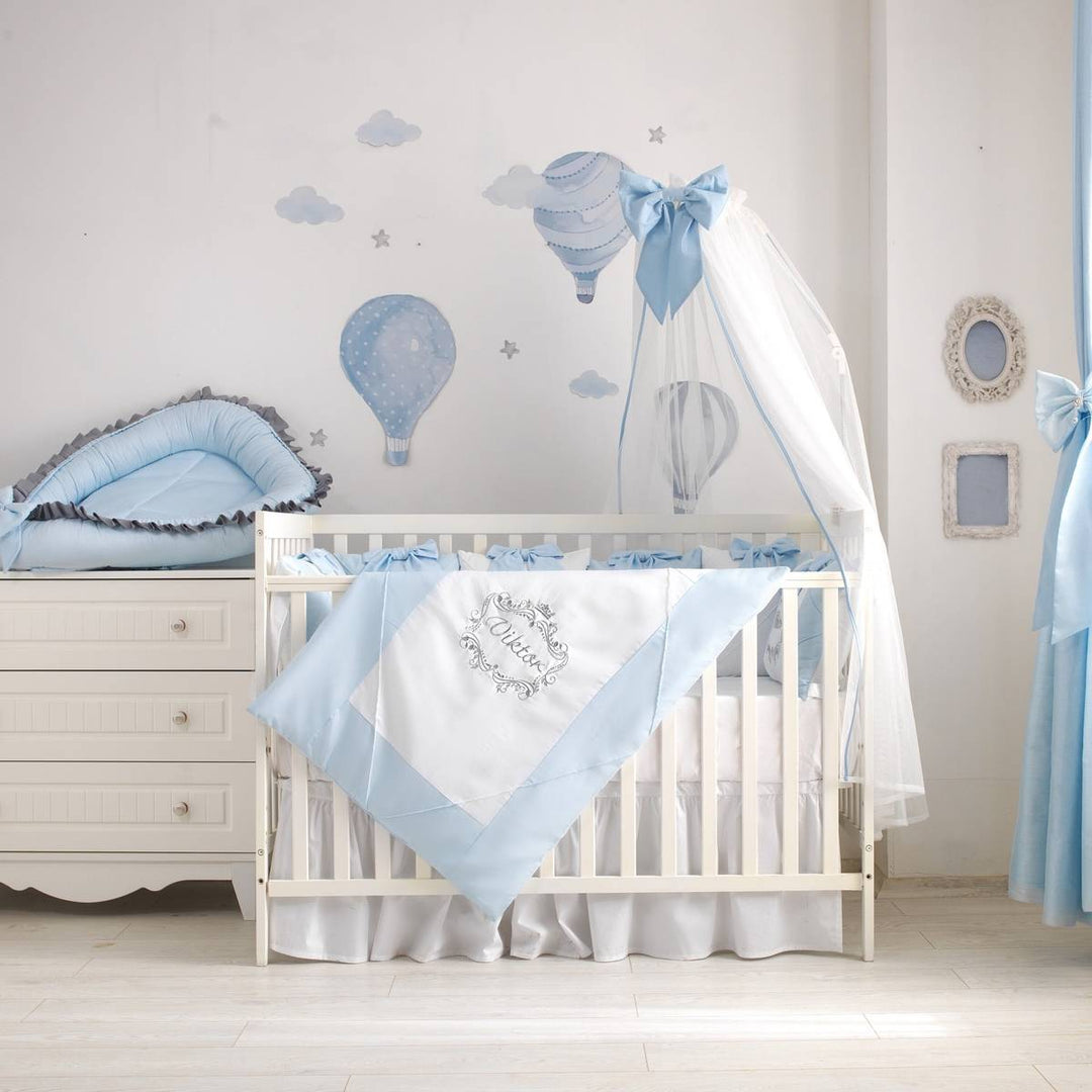 Close-up of a premium baby bedding fabric, showing the soft and lustrous sateen weave.