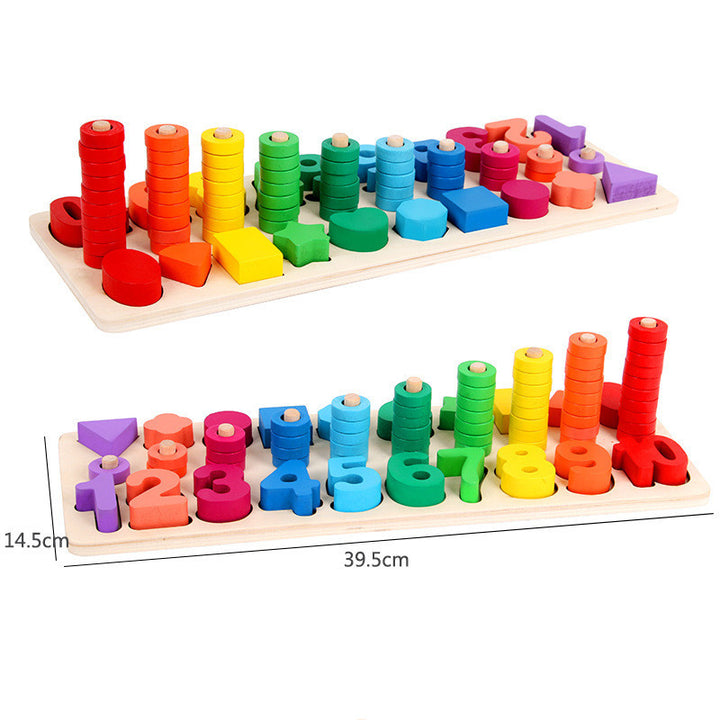 Multifunctional Wooden Educational Toy: Digital Shape Fishing and Alphabet Ferrule Set