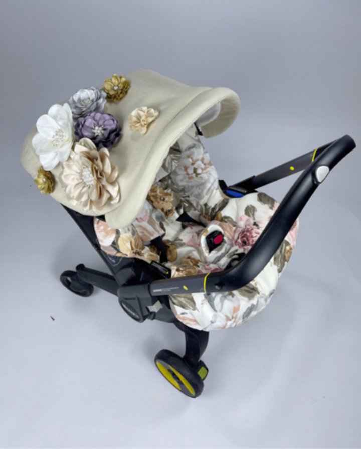 Floral Bliss: 3D Flower Canopy Carseat Set - Perfect for Baby Girls, Baby Shower Gifts!