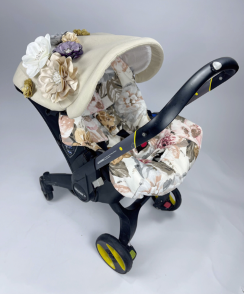 Floral Bliss: 3D Flower Canopy Carseat Set - Perfect for Baby Girls, Baby Shower Gifts!