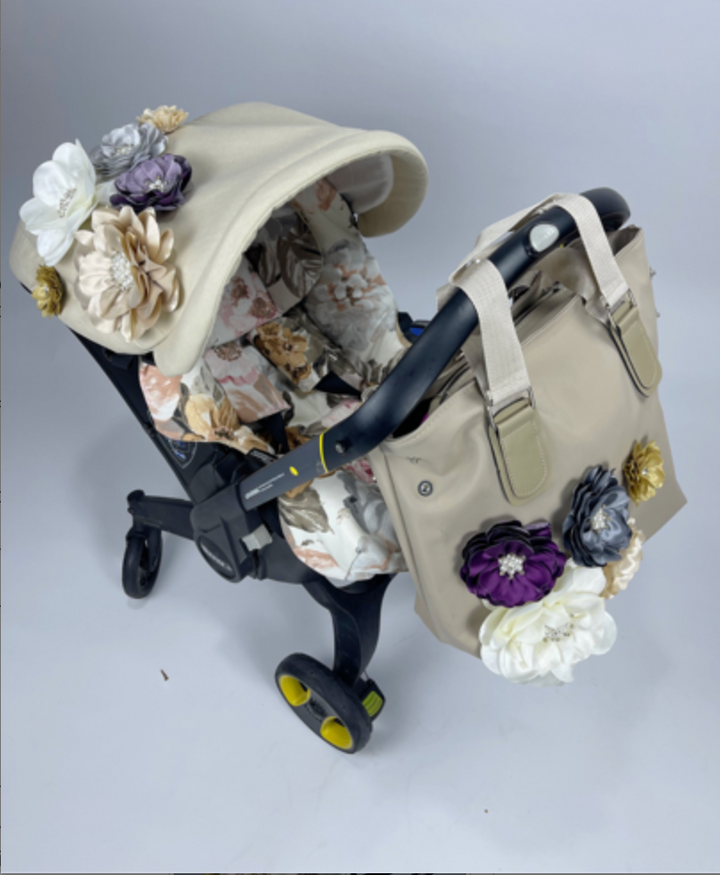 Floral Bliss: 3D Flower Canopy Carseat Set - Perfect for Baby Girls, Baby Shower Gifts!